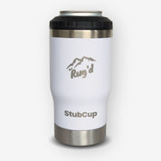 Get Rug'd StubCup Insulated Travel Mug in White with Stainless Steel Base for Hot and Cold Beverages