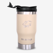 Get Rug'd StubCup in Cream with Stainless Steel Bottom and Leak-Resistant Lid for Travel