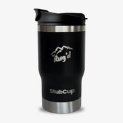 Get Rug'd black stainless steel StubCup stubby cooler coffee cup drinking beer with swigsip dual coffee lid
