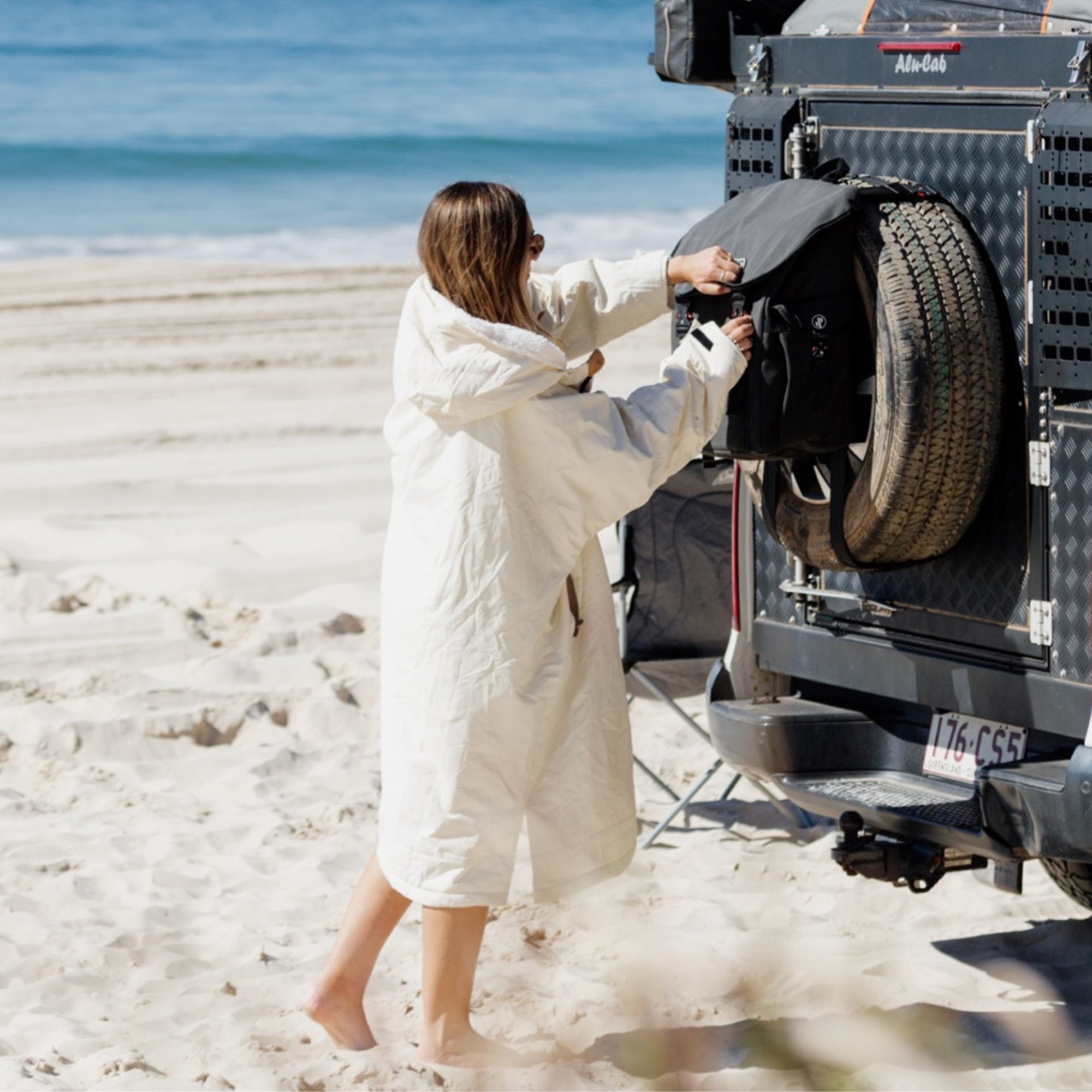 Get Rug'd Robe for beach outings, featuring hydrocloak waterproof cream for ultimate protection