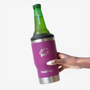 Get Rug'd StubCup Grape tumbler cooler cup holding a beer bottle with a sleek design