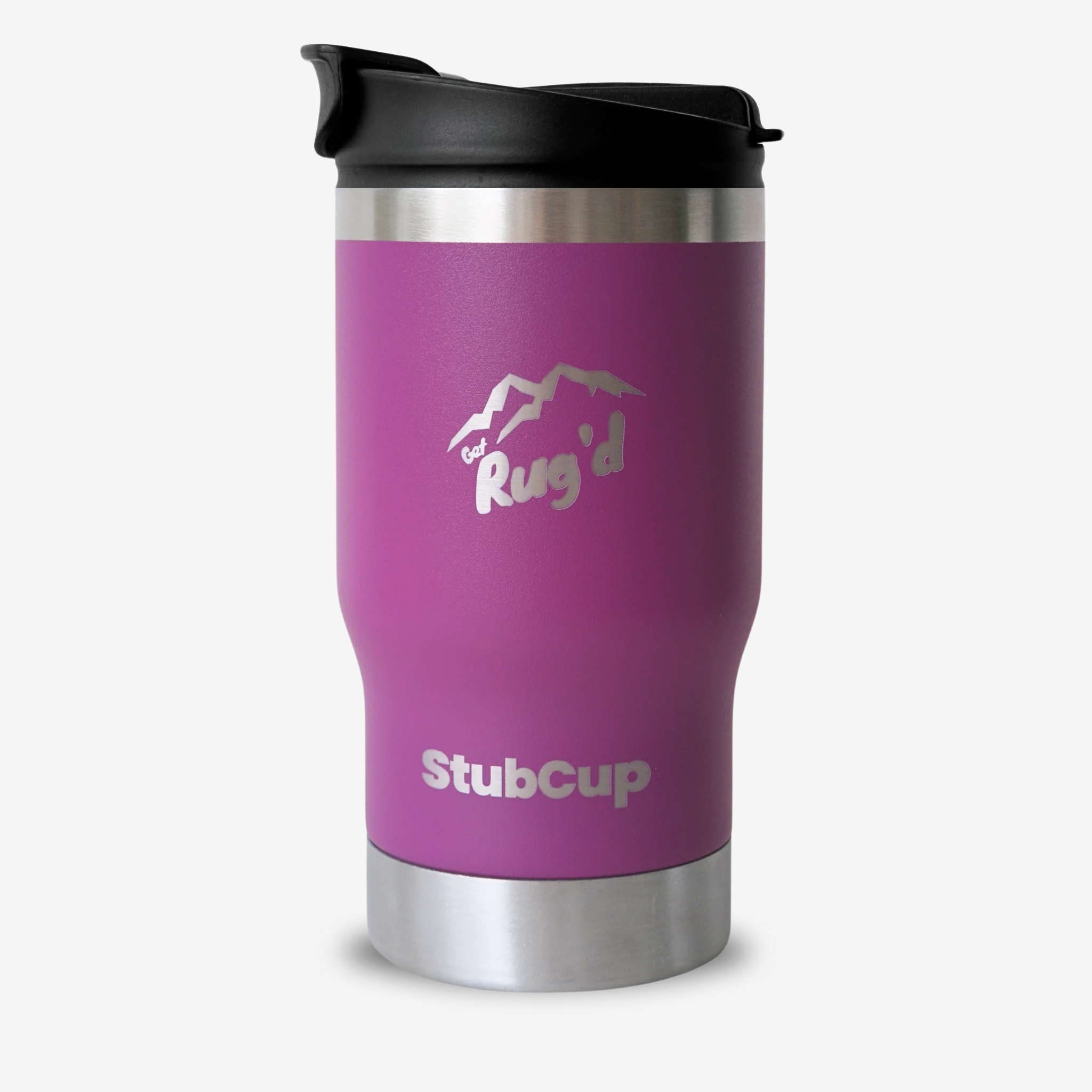 Get Rug'd StubCup Grape tumbler cooler cup with stainless steel base and secure lid