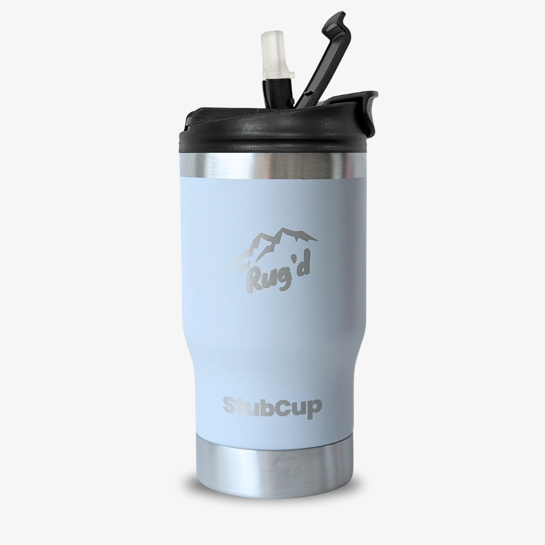 Get Rug'd StubCup insulated tumbler beer coffee with a sleek design and convenient lid