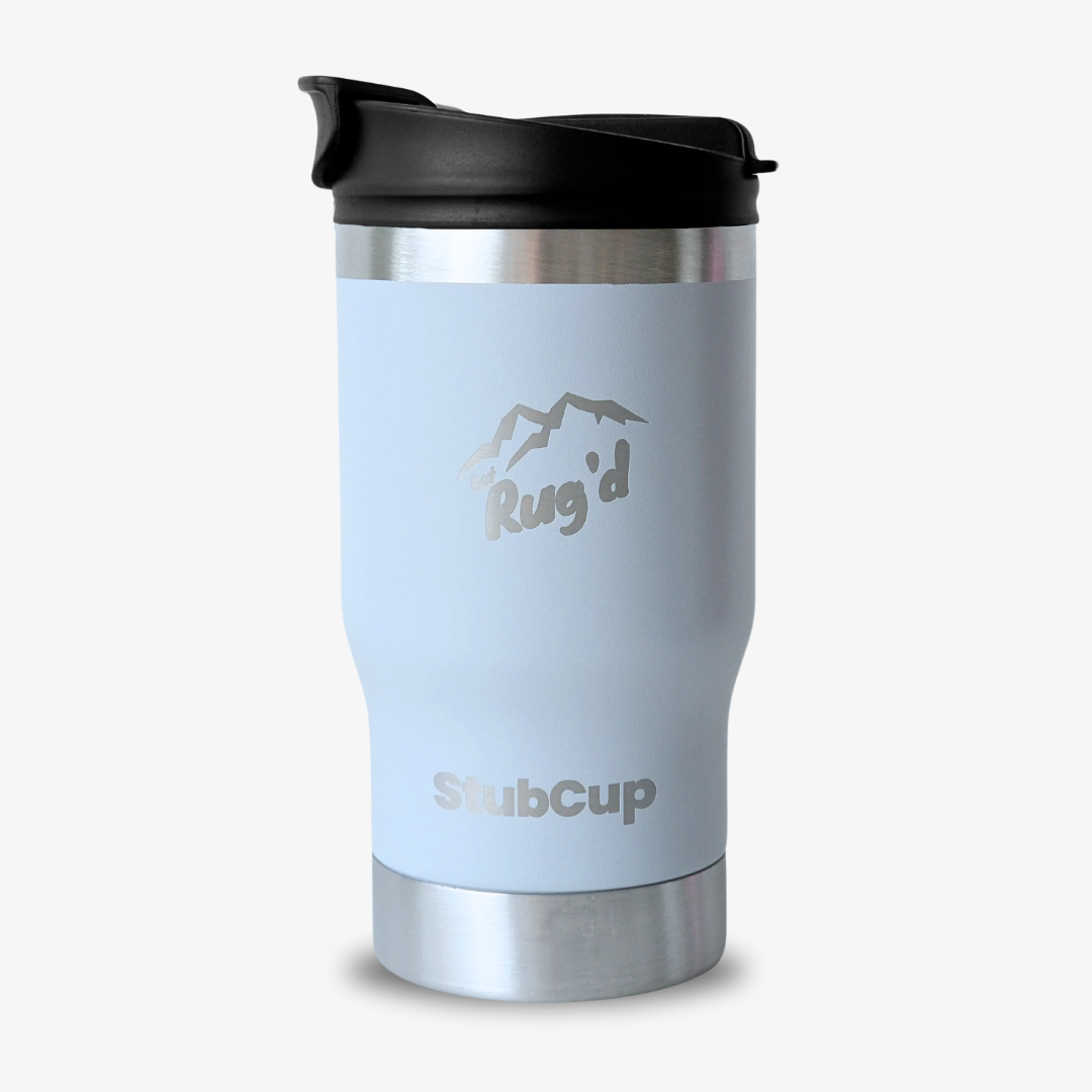 Get Rug'd StubCup insulated tumbler for beer and coffee in light blue color