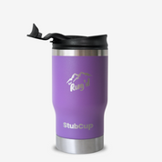 Get Rug'd StubCup stainless steel tumbler purple beer drinking cup with a secure black lid