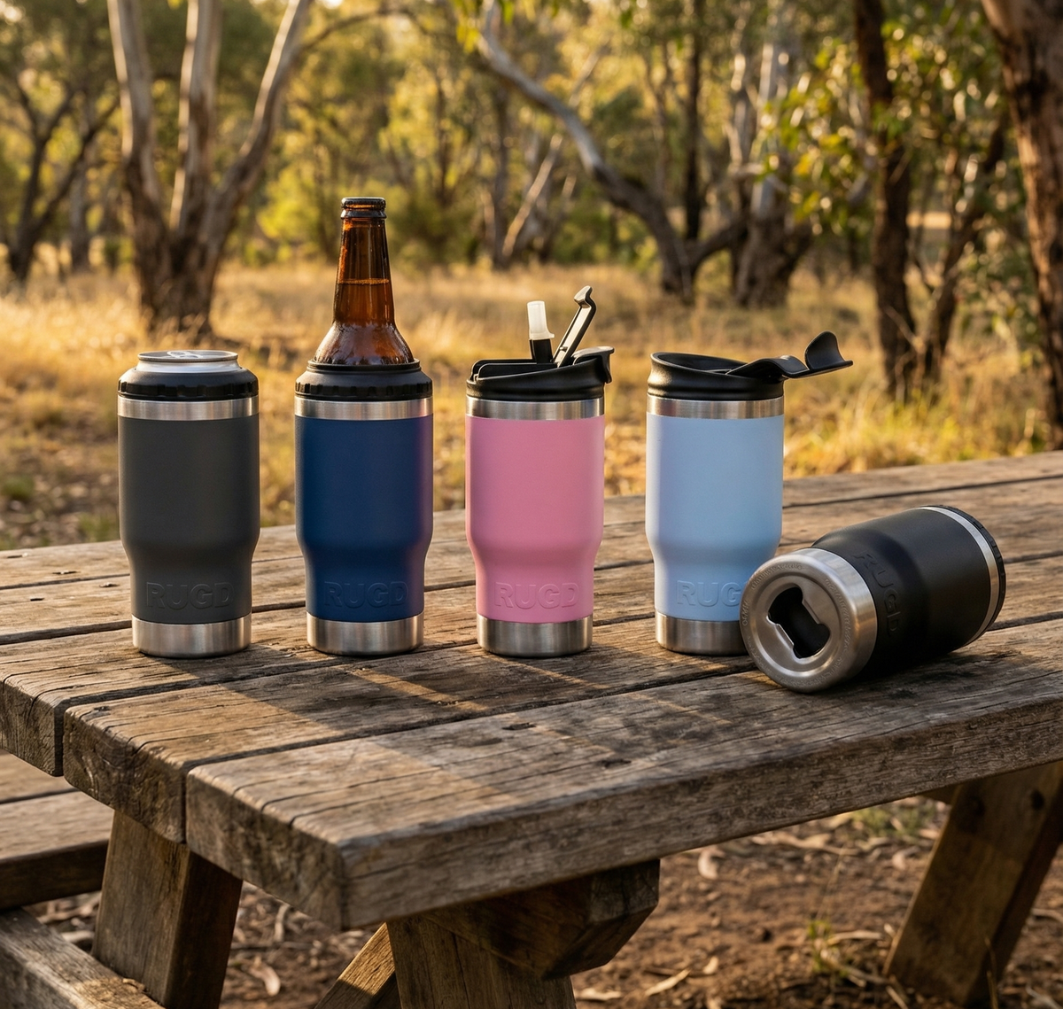 Custom branded RUGD StubCups for a corporate Christmas gift order