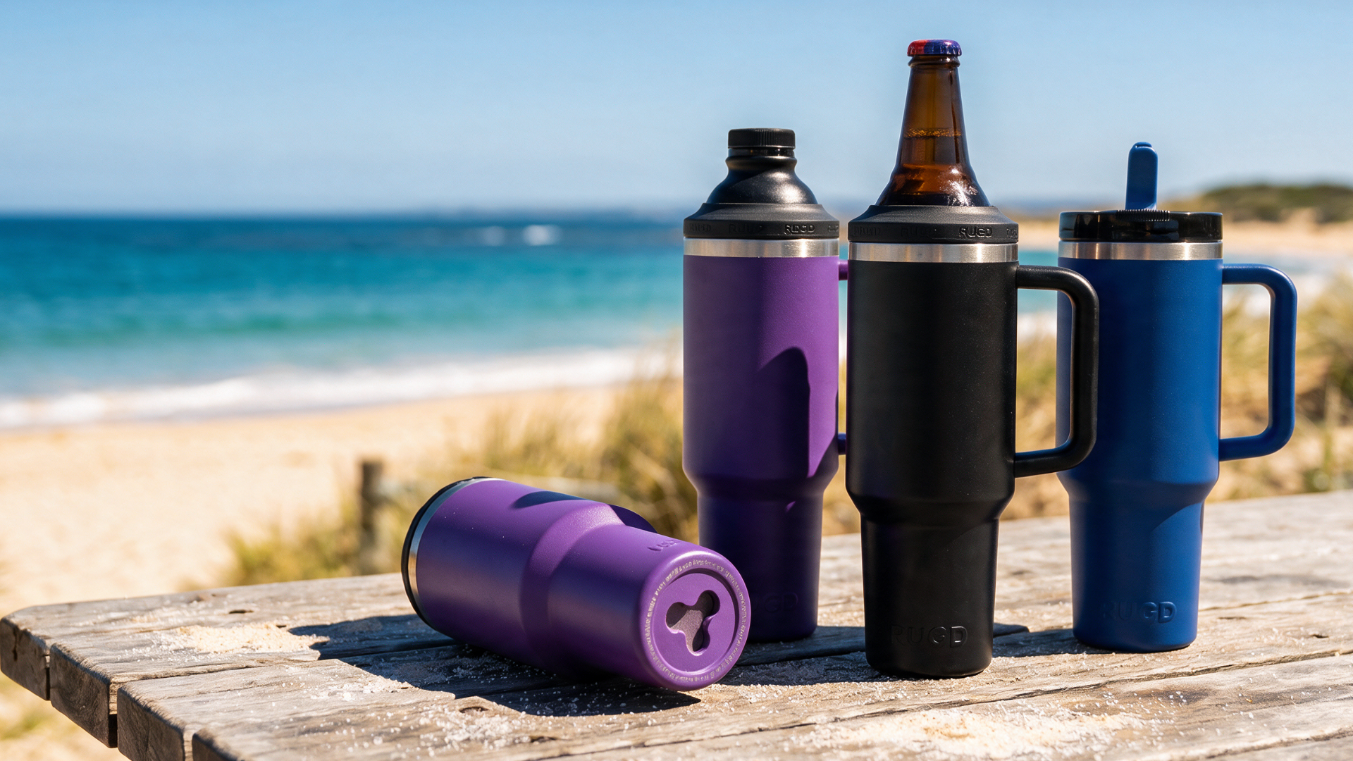 Get Rugd StubCup stubby cooler coffee cup insulated bottle opener