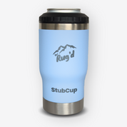 Stainless Steel coffee cup stubby cooler beer drinking blue with bottle opener