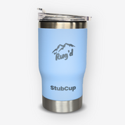 Stainless Steel coffee cup stubby cooler beer drinking blue with bottle opener