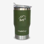 Stainless Steel Coffee Cup Green with transparent lid