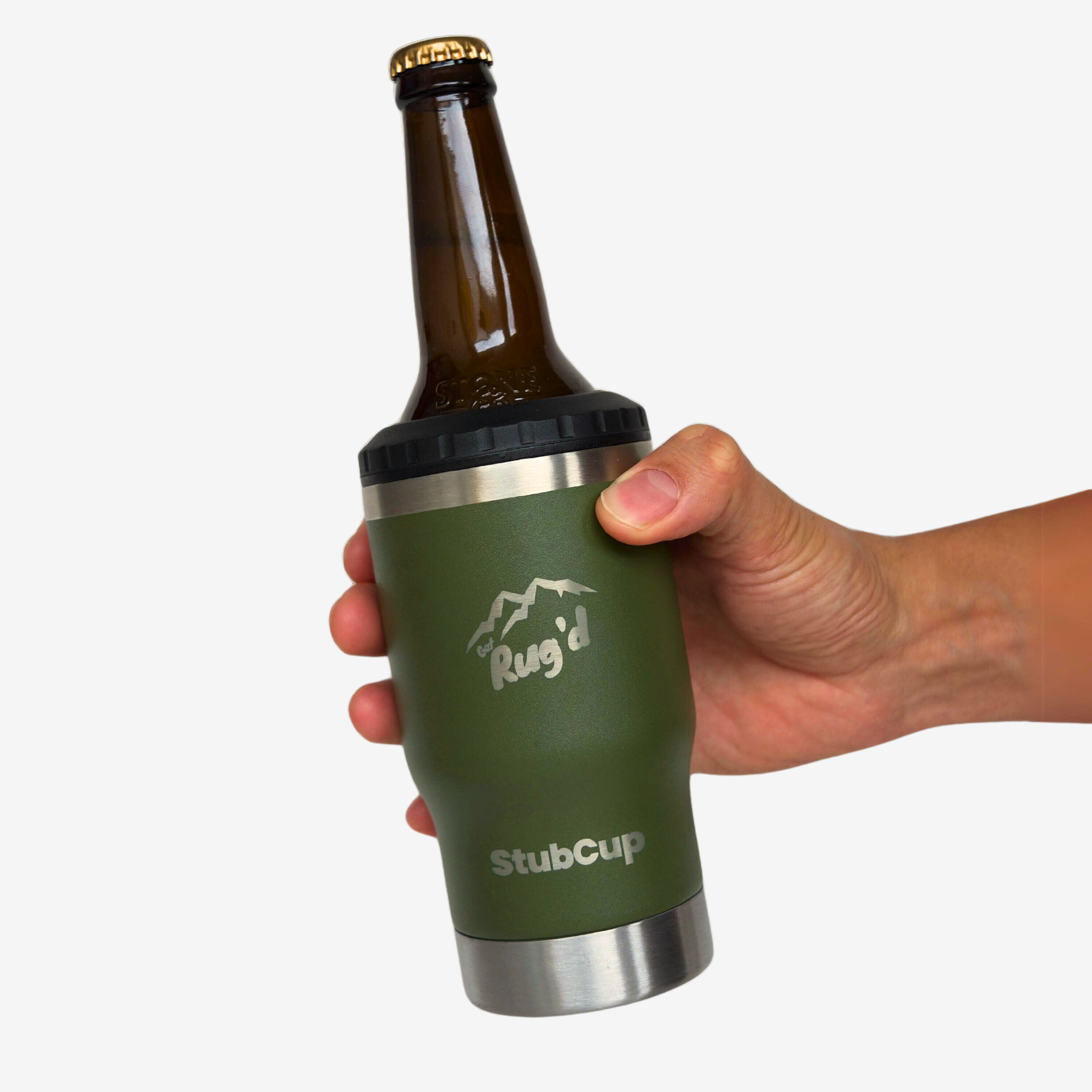 Stainless Steel Beer Cooler Green with bottle