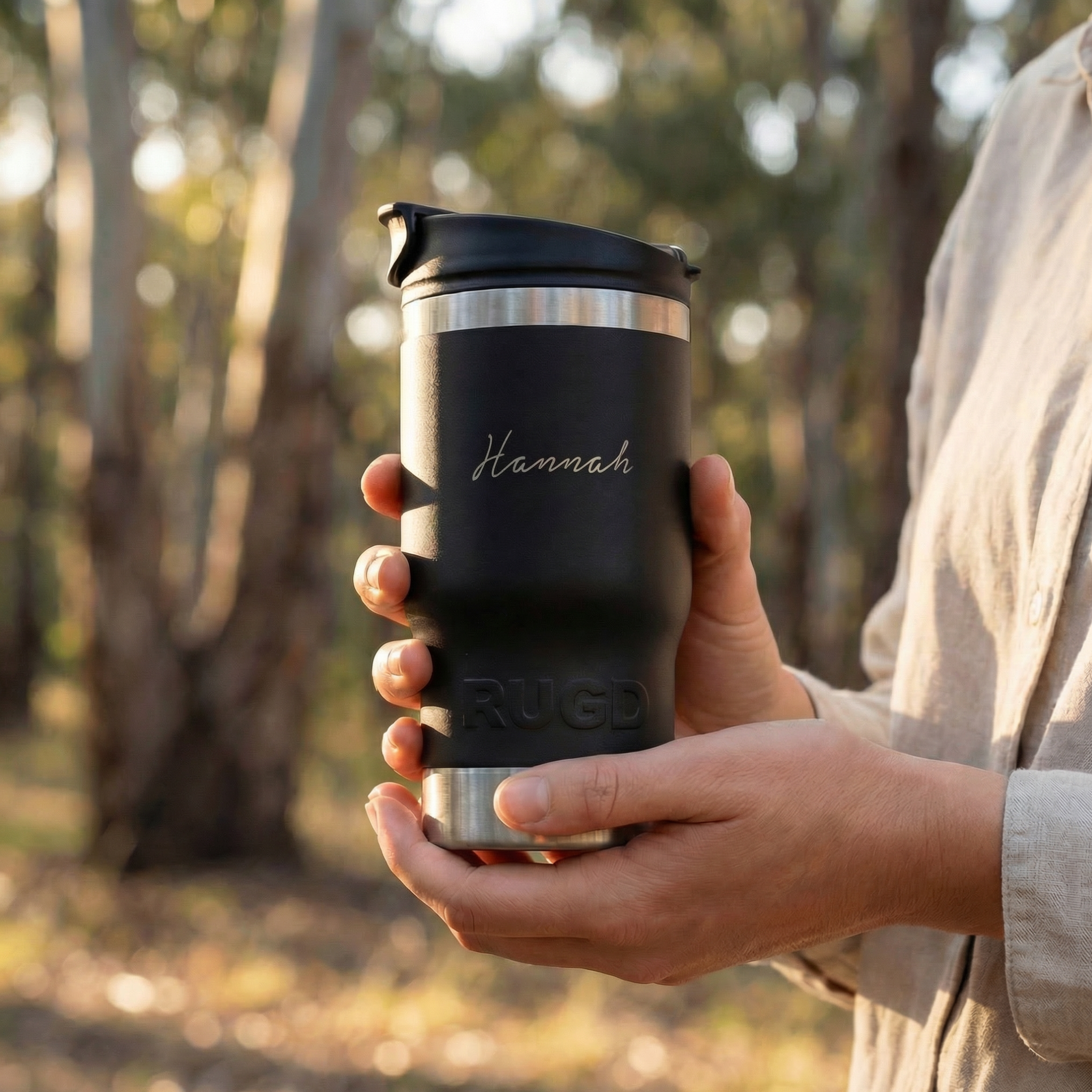 RUGD StubCup stubby cooler coffee cup for drinking beer, perfect for outdoor gatherings