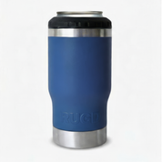 Get Rug'd Best Stubby Cooler Coffee Cup in navy blue with stainless steel base for insulated beverages