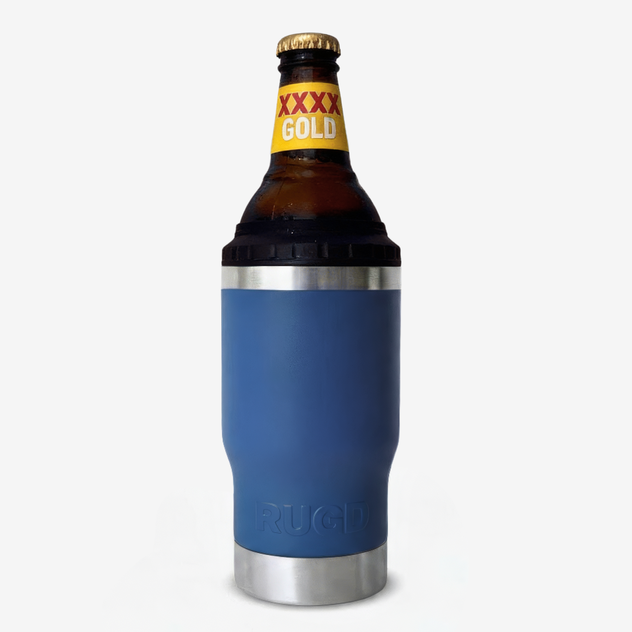 Get Rug'd Best Stubby Cooler Coffee Cup in blue, designed to keep beverages hot or cold