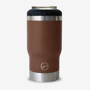 RUGD stubby cooler holder coffee cup mug 5in1 stubcup in brown with stainless steel bottom