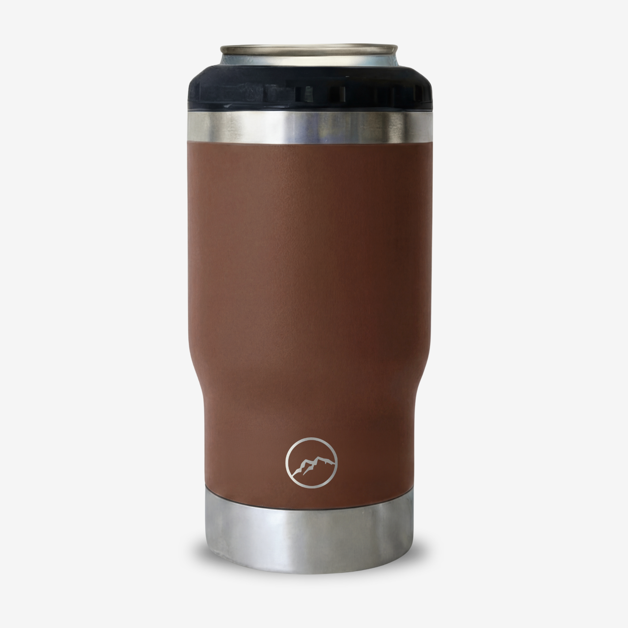 RUGD stubby cooler holder coffee cup mug 5in1 stubcup in brown with stainless steel bottom