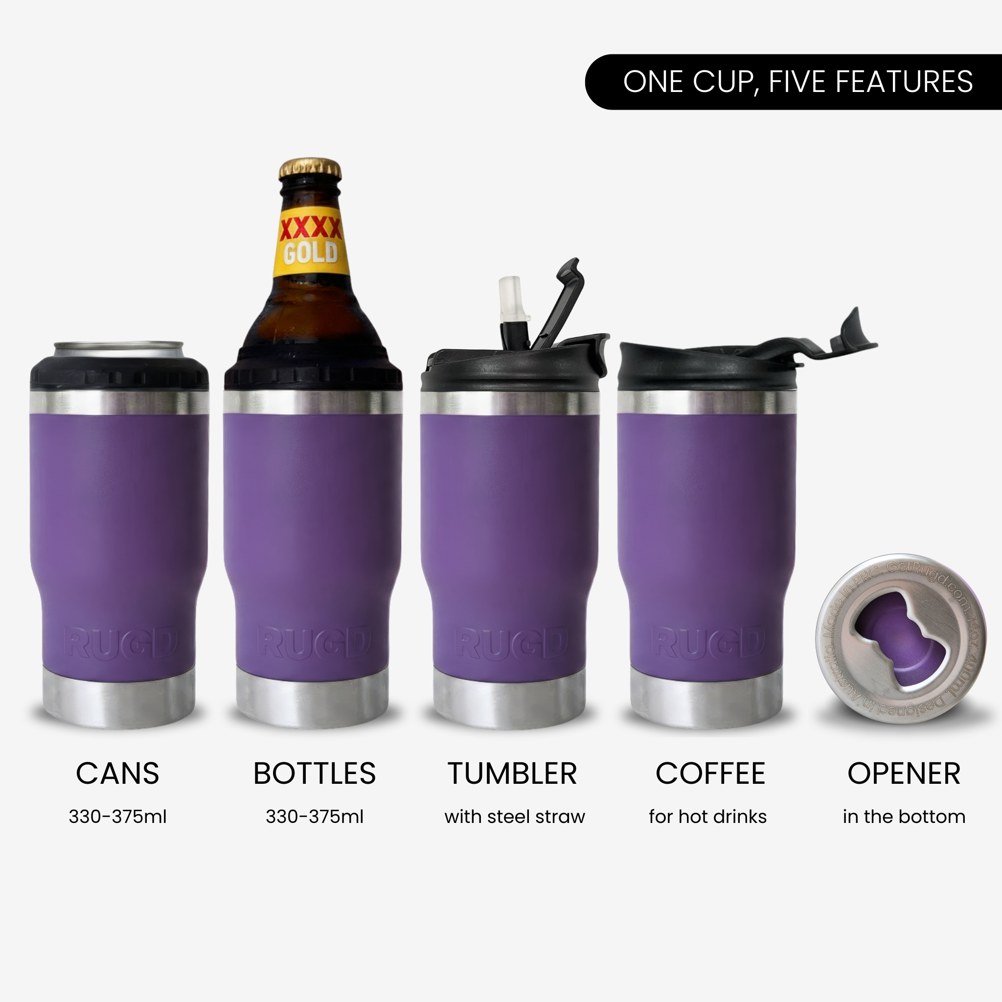 Get Rug'd StubCup Purple tumbler purple beer drinking cup with multiple features for versatile use