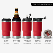 Get Rug'd StubCup Red stubby cooler coffee cup can cooler drinking with multiple features for beverages