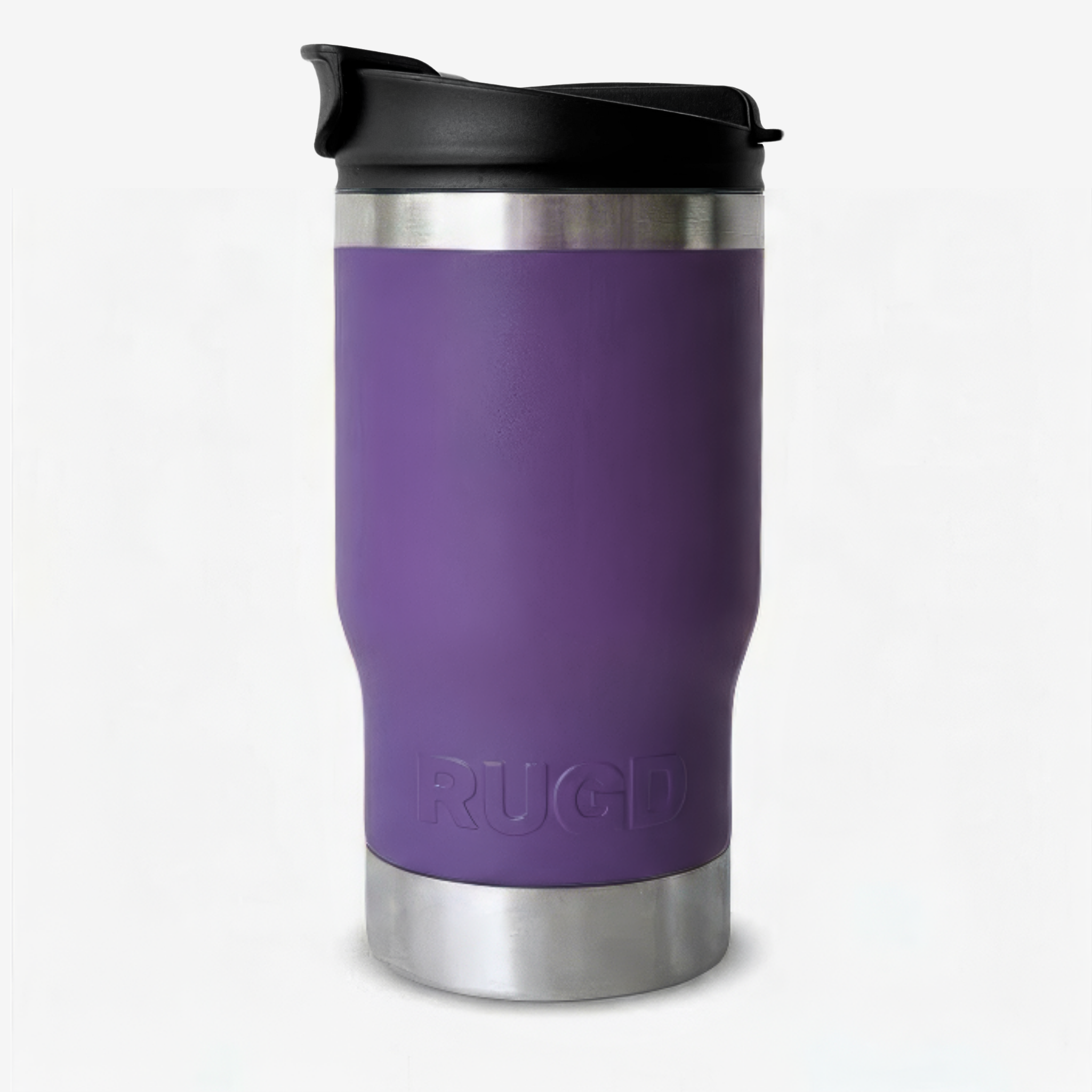 StubCup Purple tumbler purple beer drinking cup with stainless steel trim and lid for versatile use