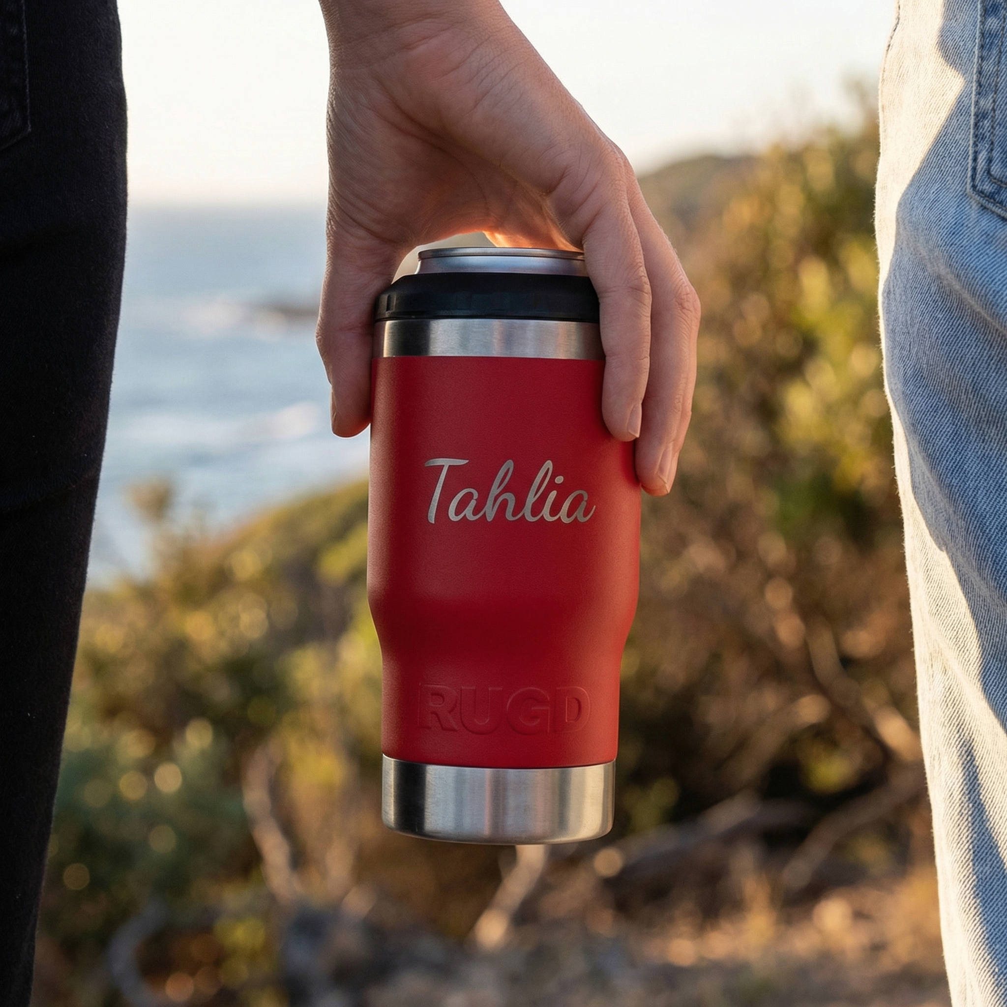 Get Rug'd StubCup Red stubby cooler coffee cup can cooler drinking for keeping beverages hot or cold