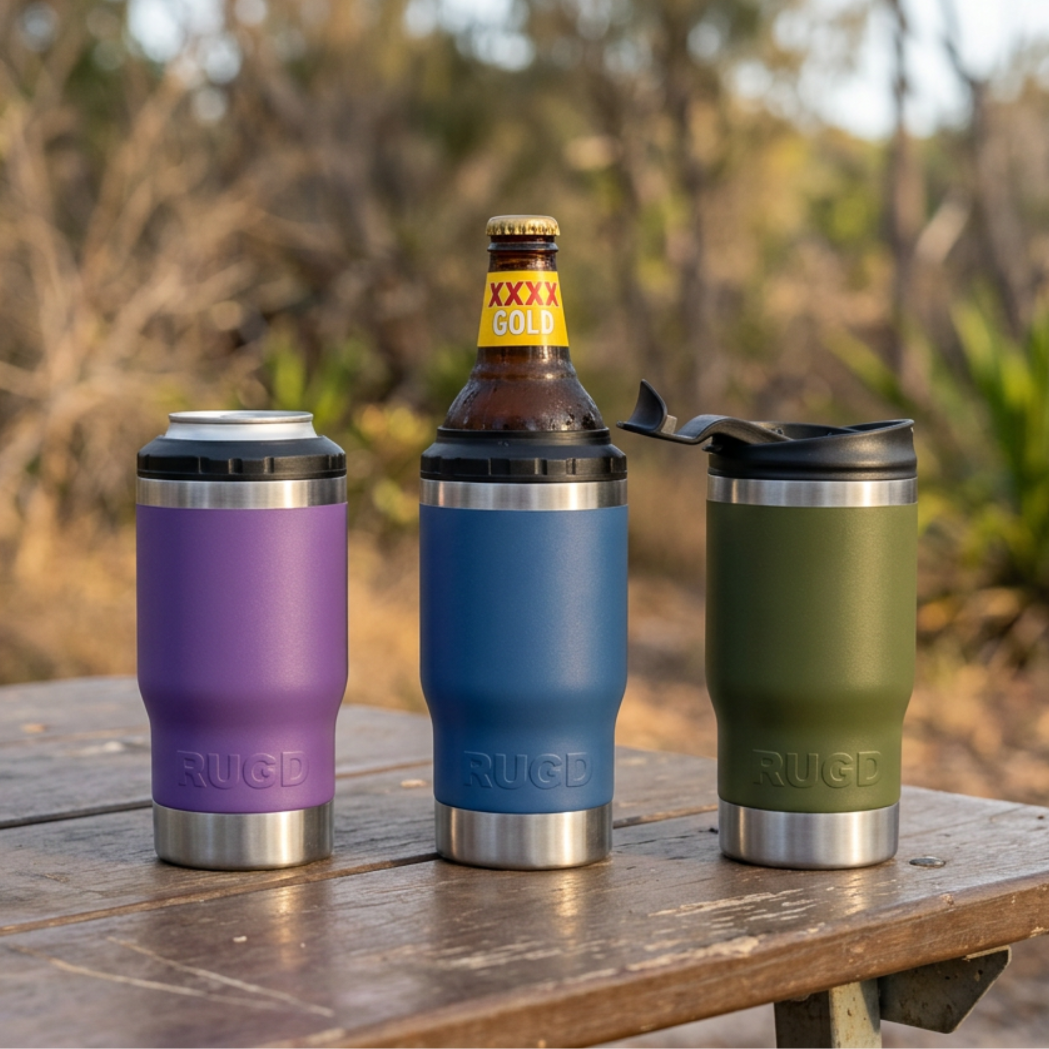 Get Rug'd StubCup Grey stubby cooler coffee cup beer can bottle for outdoor adventures