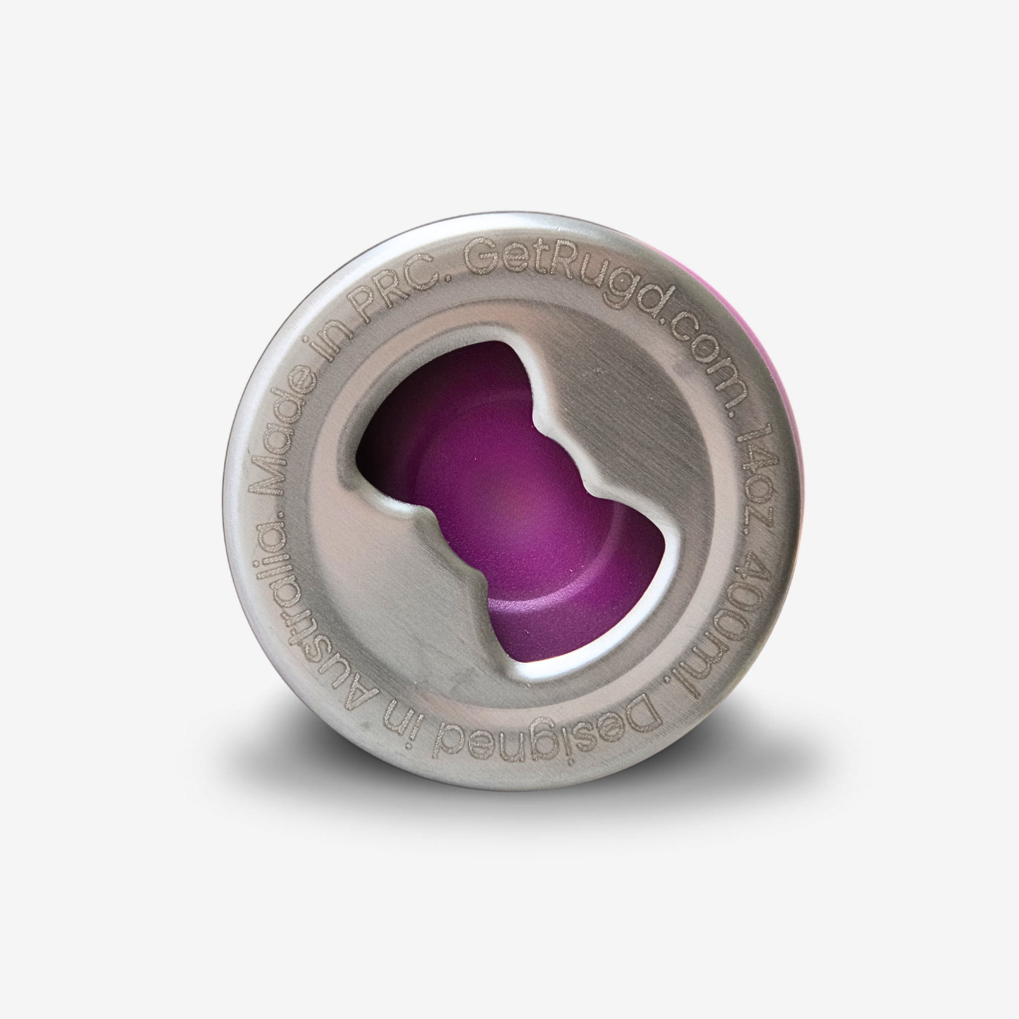 Get Rug'd StubCup Grape stubby cooler coffee cup with a purple exterior and stainless steel base