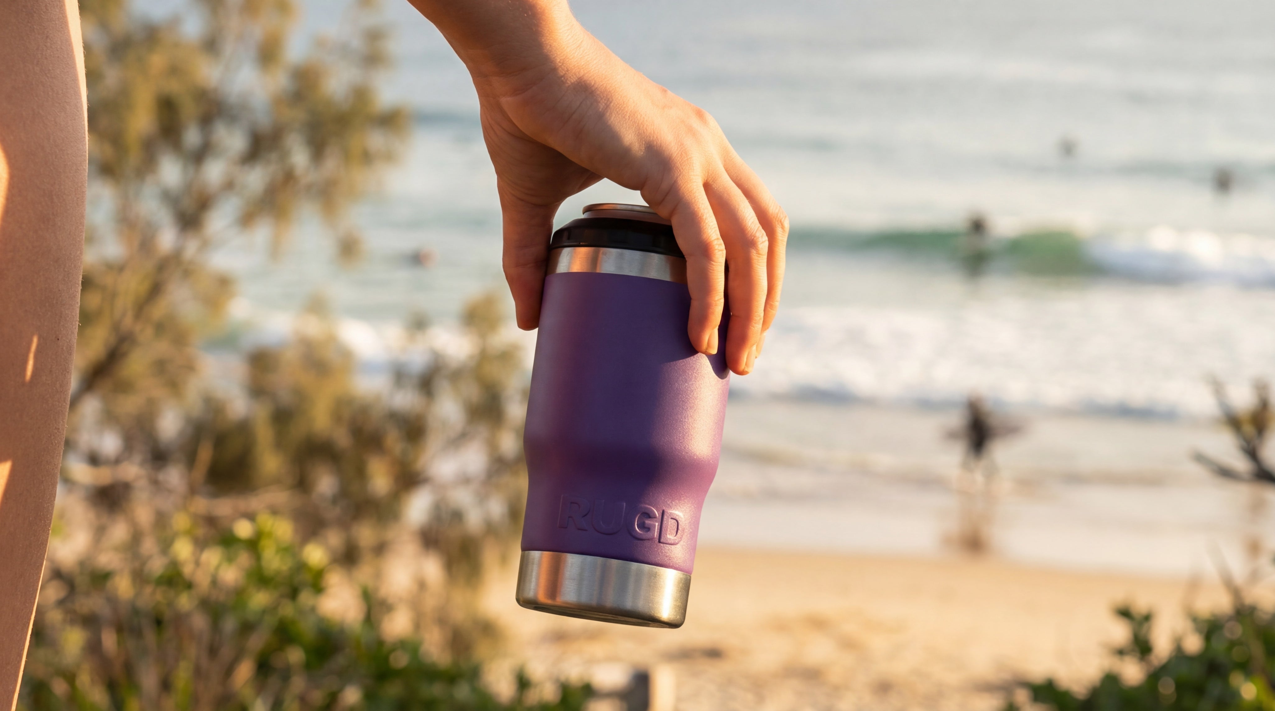 Get-Rugd-StubCup-Coffee-Beer-Stubby-Cooler-Cup-Steel-Opener-Drinking-purple-navy-swigsip-dual-lid-custom-engrave.jpg