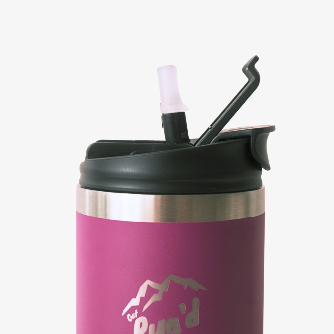 Get Rug'd dual coffee lid replacement stubcup for travel mugs with straw and secure closure