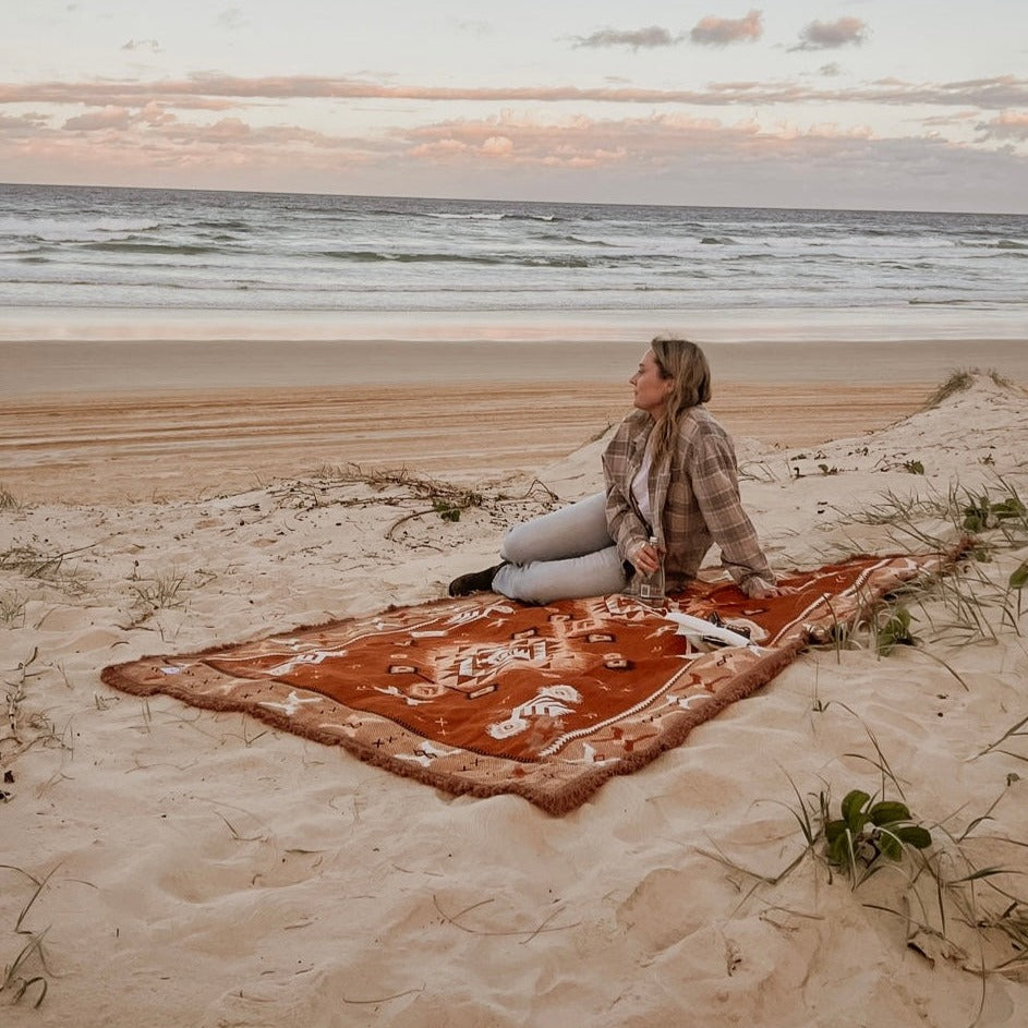 Get Rug'd Sol Boho Rug on beach