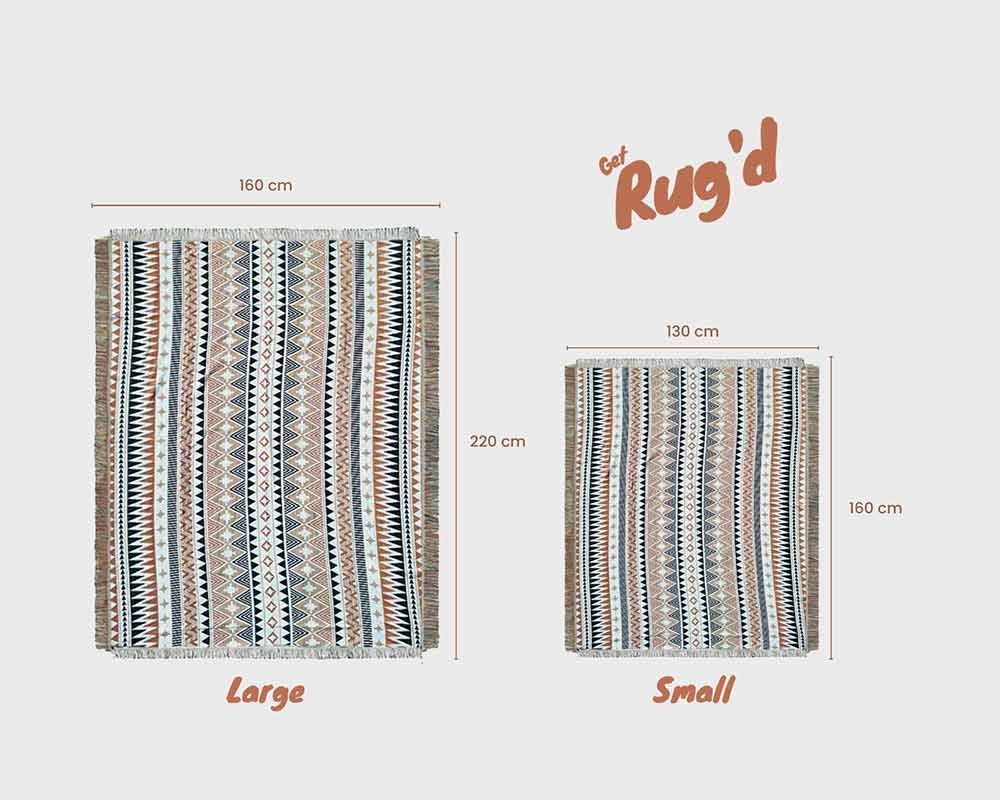Get Rug'd Boho Rug size guide
