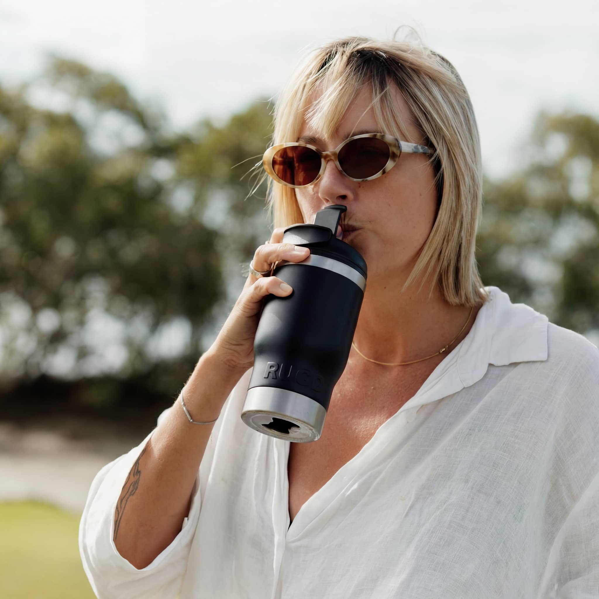 The StubCup® Black | 5-in-1 Stubby Cooler and Coffee Cup | RUGD