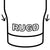 Outline of a stubcup with 'RUGD' text on a white background suitable for most car cup holders