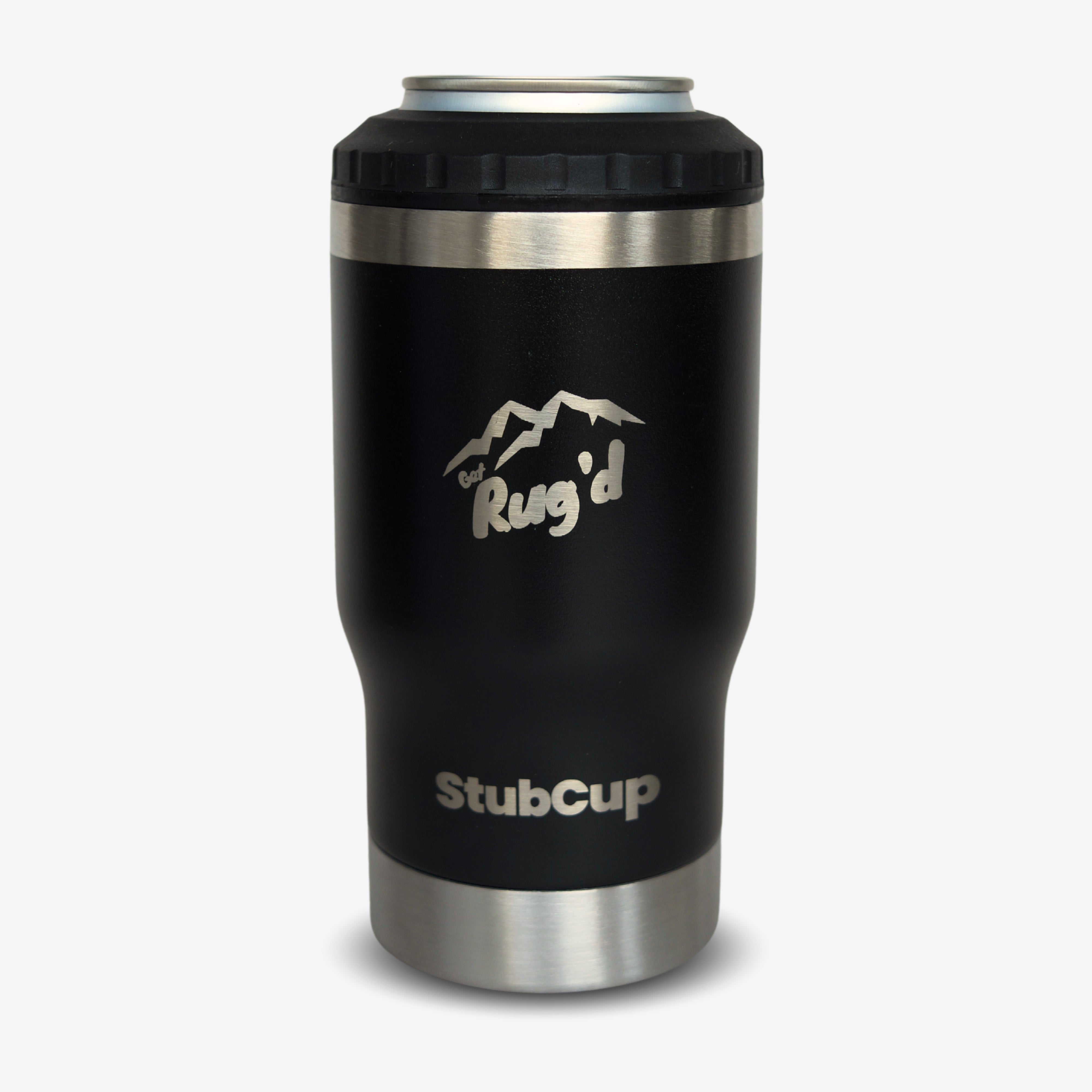 Get Rug'd StubCup Insulated Black Beverage Cup with Stainless Steel Base for Outdoor Use