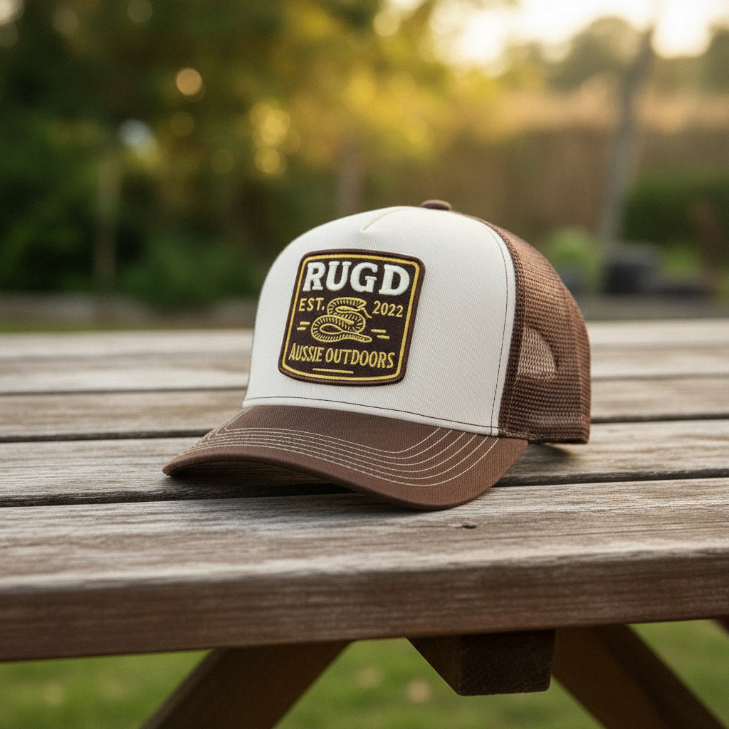 Get Rug'd Australian outdoor trucker cap with a stylish design and comfortable fit for outdoor activities