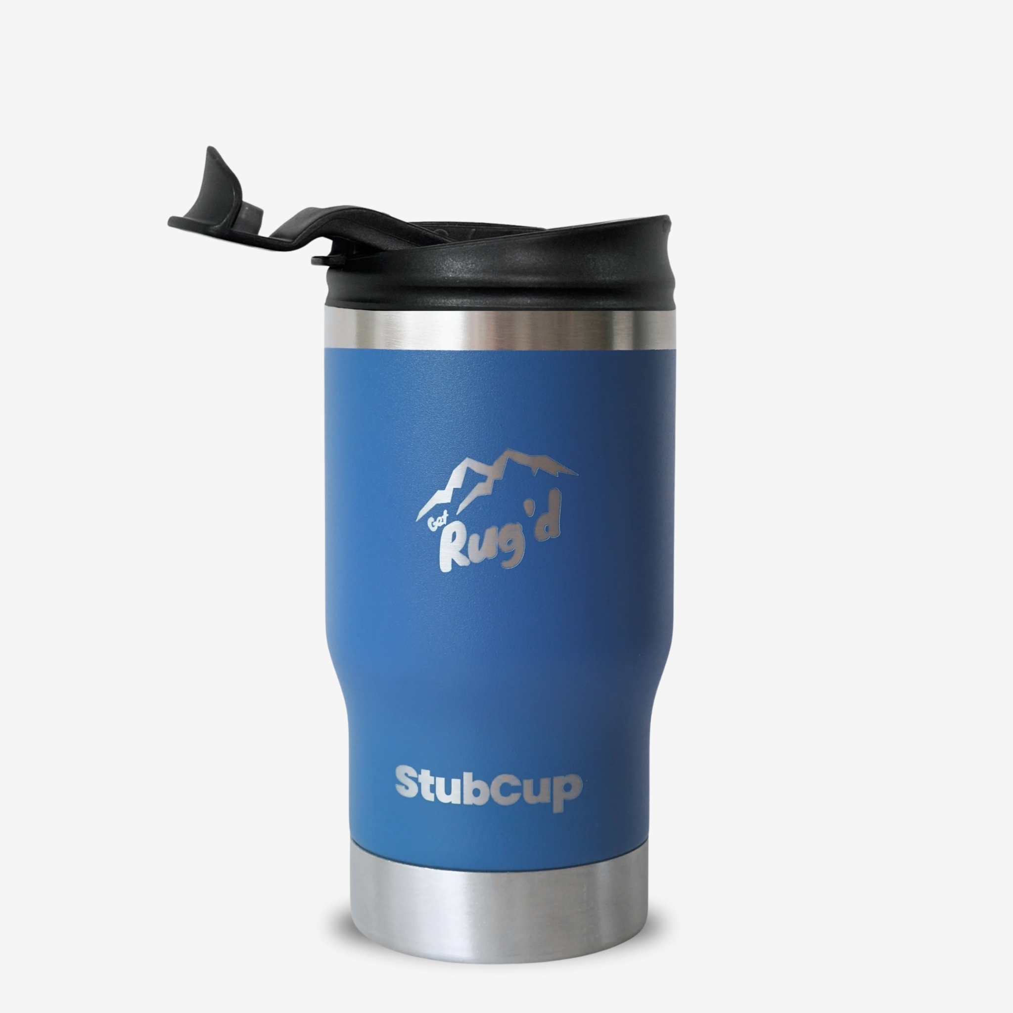 Get Rug'd Blue StubCup Durable Coffee Cup, the best stubby cooler coffee cup for outdoor use