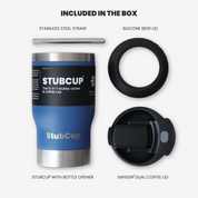 Get Rug'd Best Stubby Cooler Coffee Cup with stainless steel straw and silicone beer lid