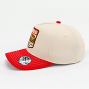 Get Rug'd Beige and Red Cap with Vintage Patch Design for Casual Style