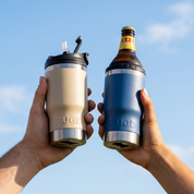 RUGD StubCup Beige stubby holder and coffee cup for beverage enthusiasts, features a durable design