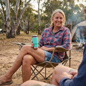 Get Rug'd Insulated Camping Cup in Light Blue for Outdoor Adventures and Relaxing by the Fire
