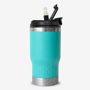Get Rug'd Insulated Aqua Travel Mug with Straw for Hot and Cold Beverages