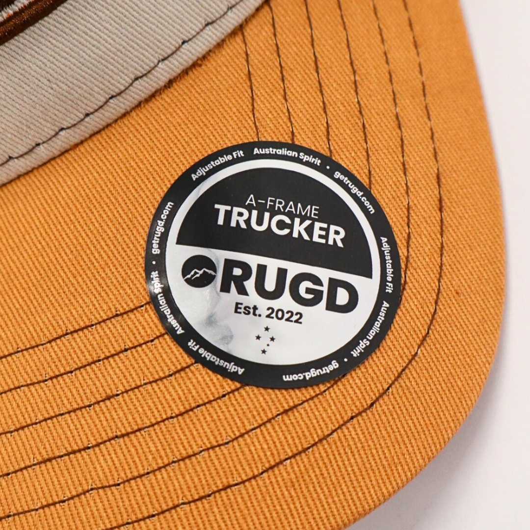 Get Rug'd Wild Country Outdoor Trucker Hat Headwear Cap with adjustable fit and A-frame design