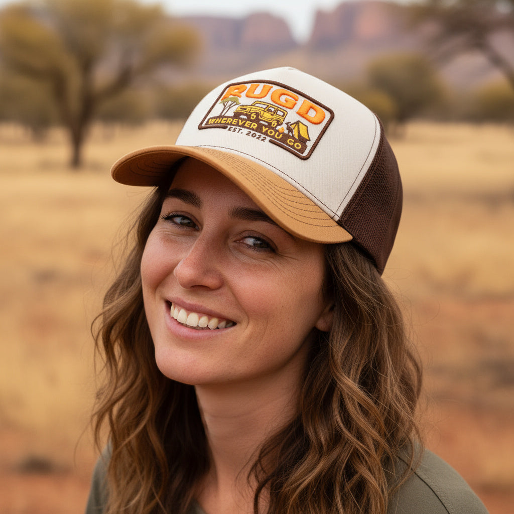 Get Rug'd Trucker Cap with Vintage Logo and Adjustable Snapback for Casual Outdoor Style