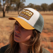 Get Rug'd Aussie Spirit Cap with Yellow Logo and Mesh Back for Casual Outdoor Style