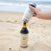 Get Rug'd StubCup Beige stubby holder and coffee cup, ideal for beach use and outdoor activities