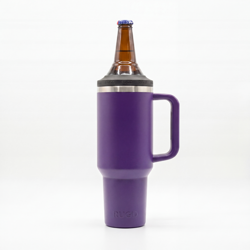 RUGD insulated tallie longneck cooler water bottle in purple for keeping drinks cold