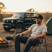 Get Rug'd Outdoor Cap in Black, perfect for camping adventures and outdoor activities