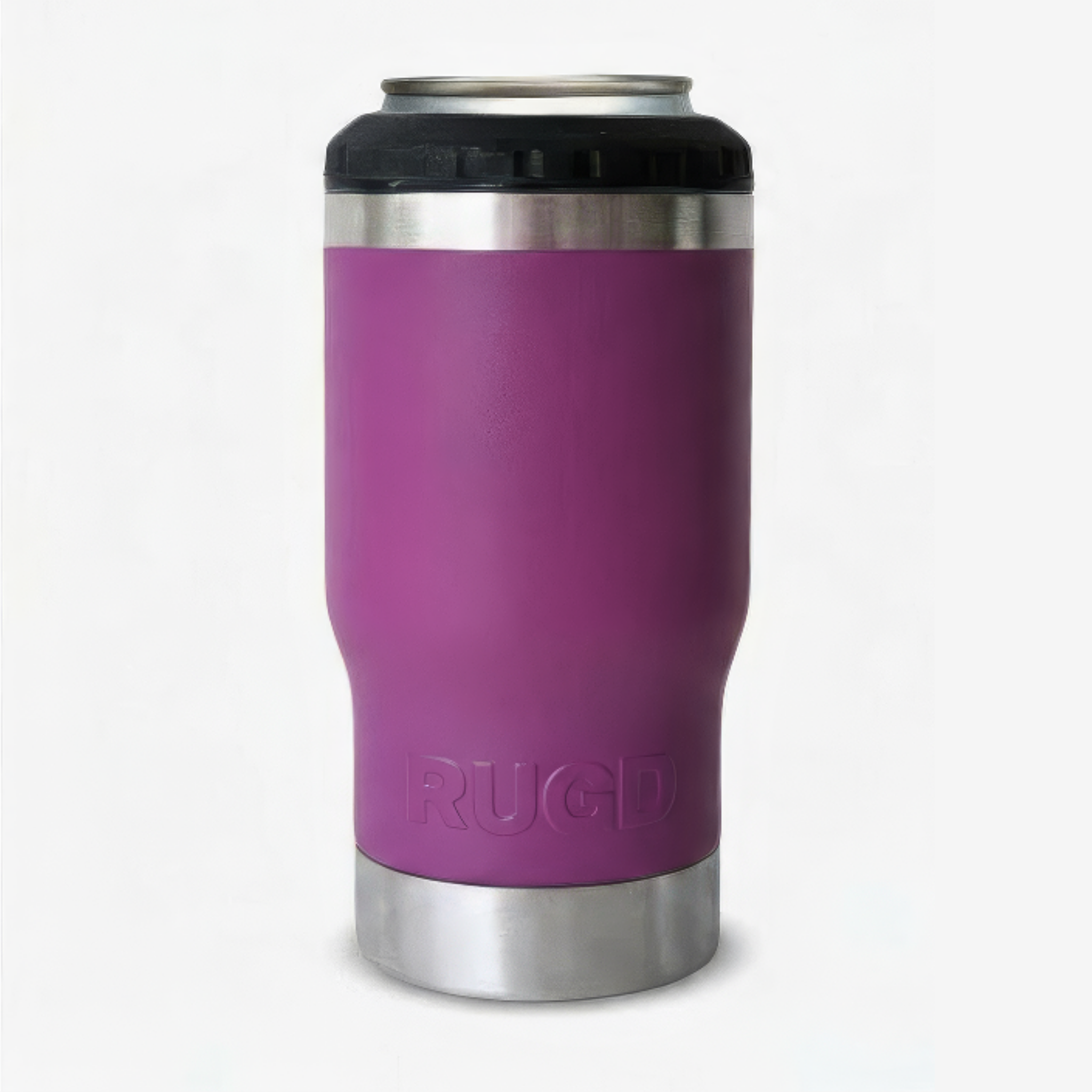 StubCup Grape stubby cooler coffee cup with a stylish purple design and stainless steel base