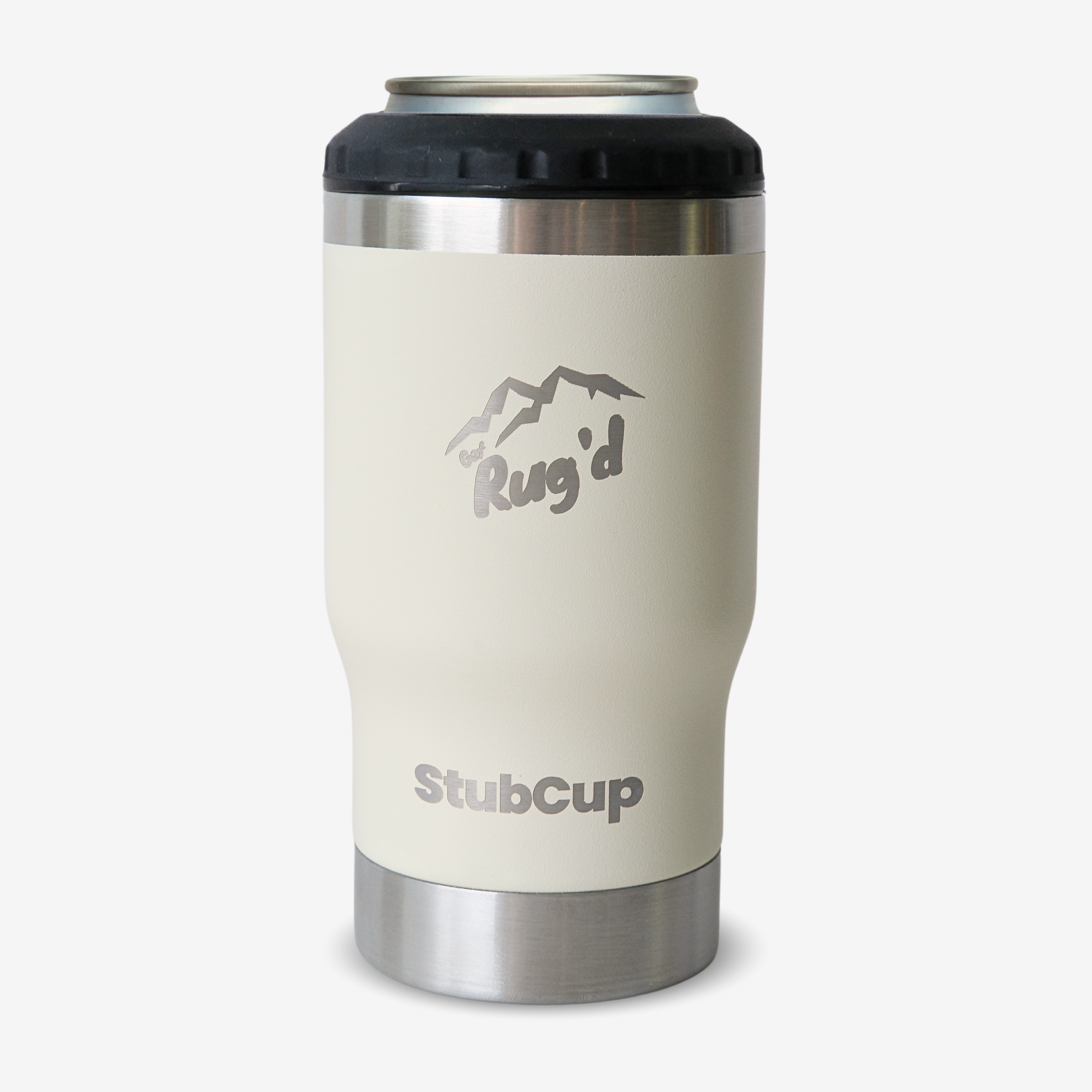 Get Rug'd StubCup Insulated Tumbler in Cream with Mountain Logo for Hot and Cold Beverages