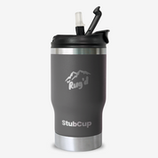 Get Rug'd StubCup Grey outdoor tumbler drinking cup with a convenient straw lid