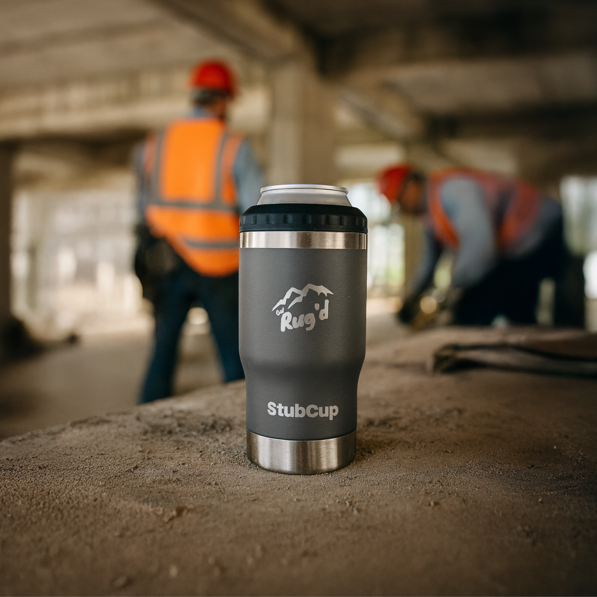 StubCup Grey outdoor tumbler drinking cup designed for durability and style on job sites